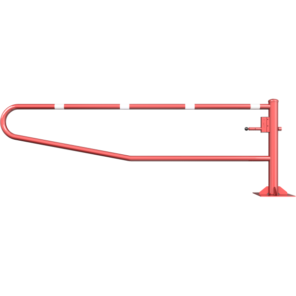 Swiveling gates | to be fixed by plugs, hot-dip galvanized and red coated with white reflecting rings | total width: 3000 mm | with Euro profile cylinder lock